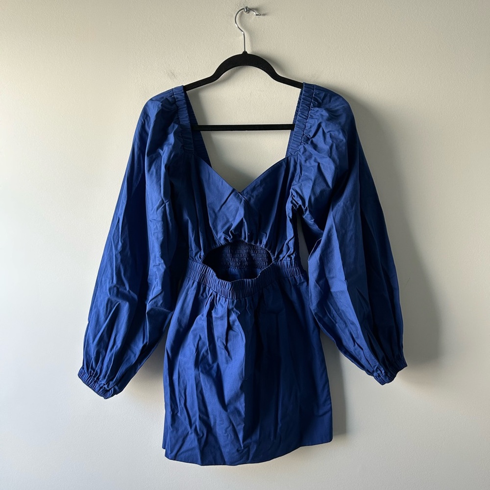 S/W/F royal blue cotton front cutout dress